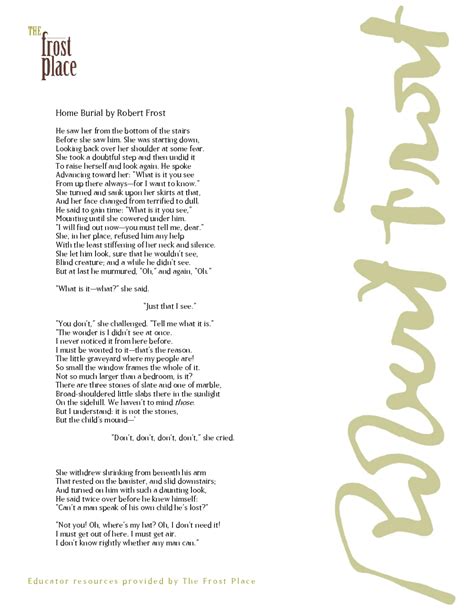 Home Burial by Robert Frost | Lecture notes Voice | Docsity