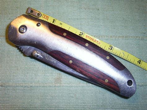 Vintage WINCHESTER Pocket Knife Big 4" Stainless & Wood Handle Drop Point Blade | #3838612284