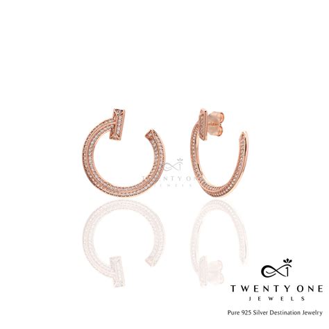 Shop Zirconia Rose Gold Cindy Half Hoops Online. – Twenty One Jewels