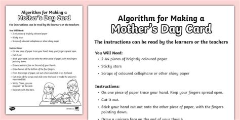 Robotics and Coding Algorithm for Making a Mother's Day Card