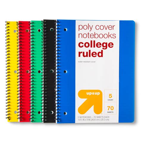 Spiral Notebooks 1 Subject College Ruled Plastic Cover 5ct Multicolor ...