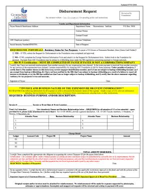 Fillable Online Disbursement Request - Georgia State University Fax ...