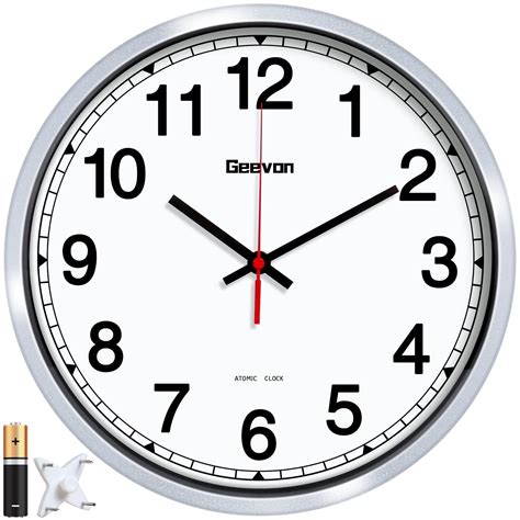 Geevon 12 Inch Atomic Wall Clock Battery Operated Automatic Sync Large Digit Easy Read - Walmart.com
