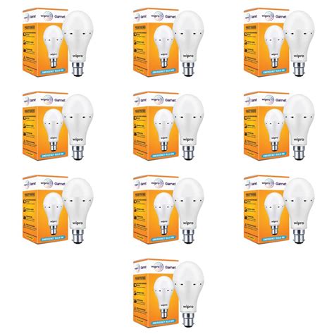 Buy wipro Garnet 9w LED Emergency Bulb | Cool Day White (6500K) | B22 ...