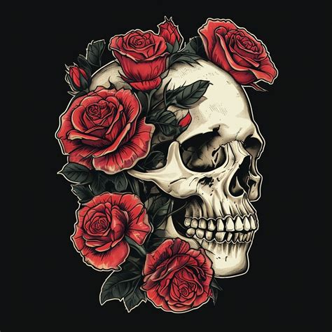 Stylized Skull with Roses and Text Digital Art Hat - Playground