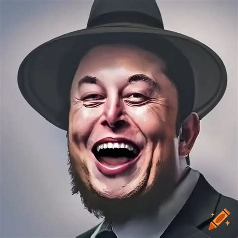 Humorous image of Elon Musk wearing a rabbi hat and beard on Craiyon