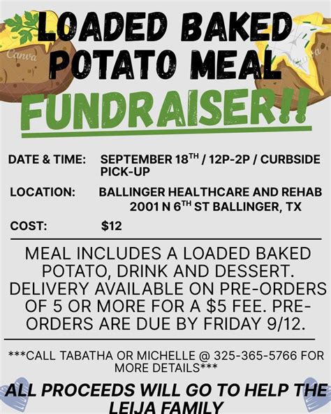 Loaded Baked Potato Meal Fundraiser for the Leija Family, 2001 6th ...