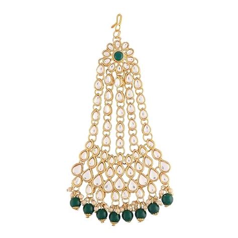 Buy I Jewels 18k Gold Plated Mughal Beautiful Long Pearl Kundan Jhumar ...