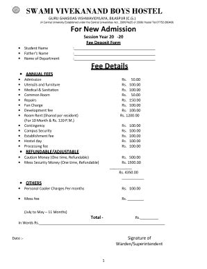 Hostel Bill - Fill and Sign Printable Template Online