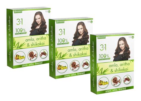 Senesco Amla Aritha Shikakai 3 in 1 Mix Powder 100% Pure & Natural Amla ...