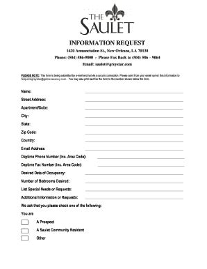 Fillable Online INFORMATION REQUEST - The Saulet Fax Email Print ...