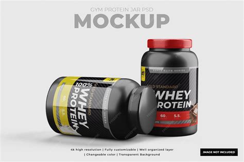 Premium PSD | Whey protein powder jar mockup instant product showcase ...