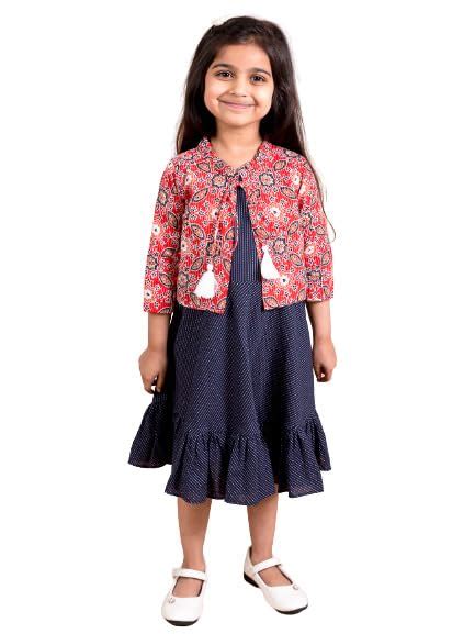 Buy Pspeaches Navy Blue Ethnic Motifs Cotton Dress (Blue-2-4Y) at Amazon.in