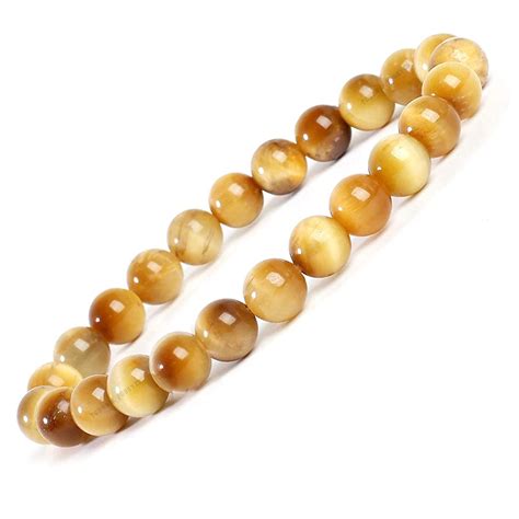 Buy Natural Yellow Cats Eye Semi Precious Gemstone Bracelet, Crystal ...