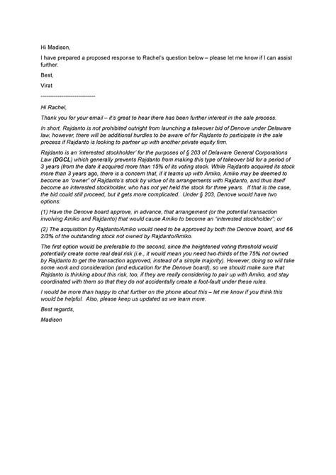 Task 3 - Model Answer - the document is related to mergers and ...