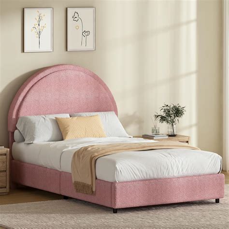 Amazon.com: REVOMINCA Twin Bed Frames with Round Headboard, Boucle ...