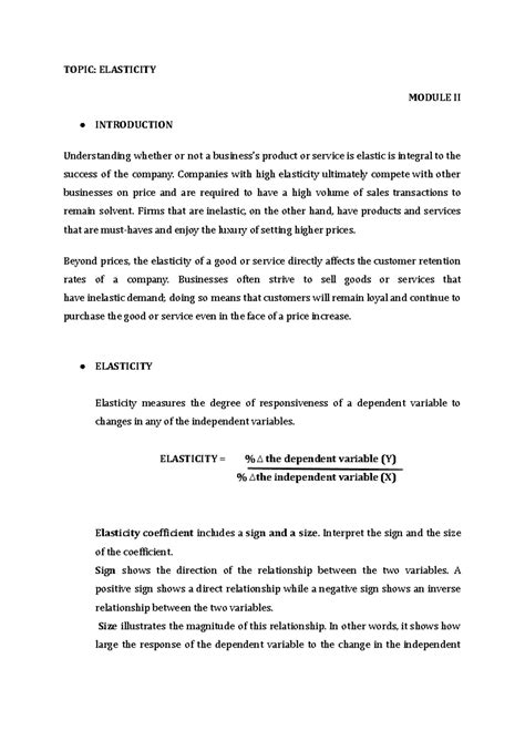 What is Elasticity? - TOPIC: ELASTICITY MODULE II INTRODUCTION ...