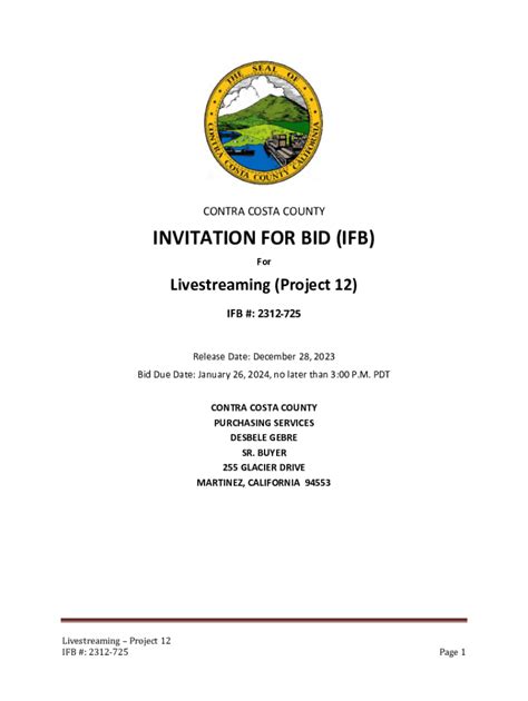 Fillable Online notice of upcoming ifb Bids, RFP & Government Contracts ...