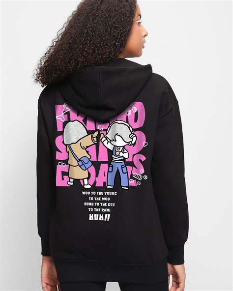 Buy Women's Black Extraordinary Woo Graphic Printed Oversized Hoodies ...