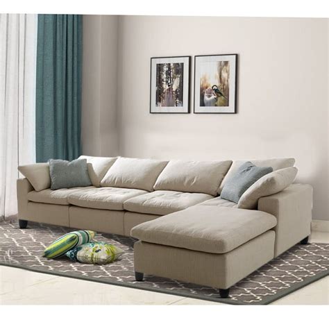 BRAXTON Luca 4 Seater L Shape,Sofa Set for Living Room (Cream) : Amazon ...