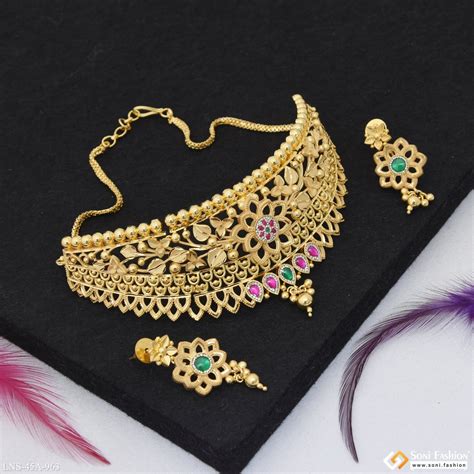 1 Gram Gold Plated Choker Necklace Set for Women - Style A963 – Soni ...