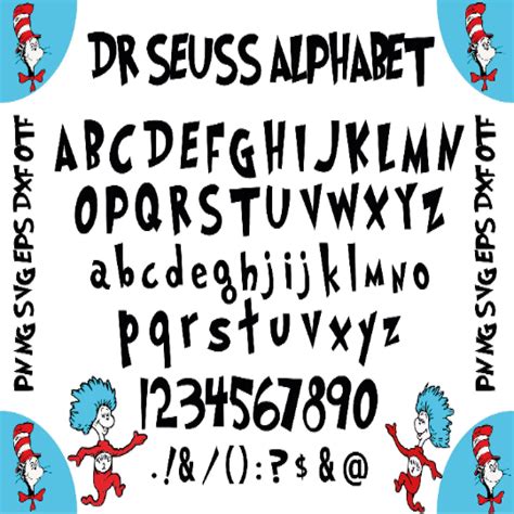 Dr Seuss Alphabet Monogram Clipart Dr Seuss Bundle Dxf Png Digital Cut ...