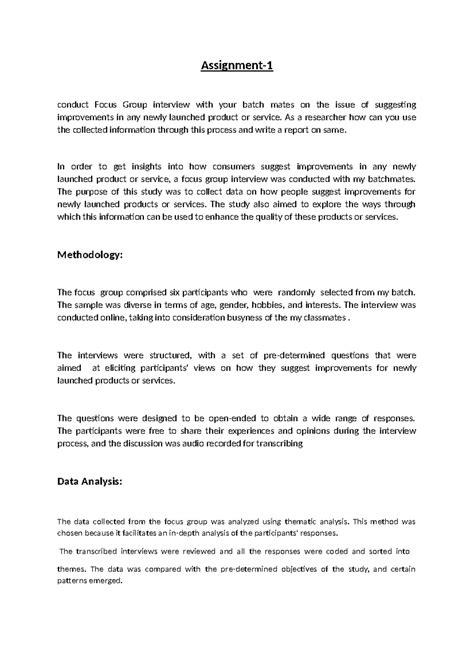 Assignment.docx jai marketing - Assignment- conduct Focus Group ...