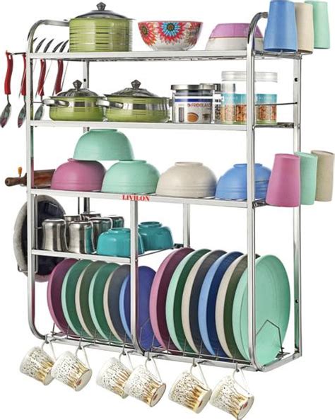 L LIVILON Utensil Kitchen Rack Steel 31x24 Inches/ Kitchen Dish Rack ...