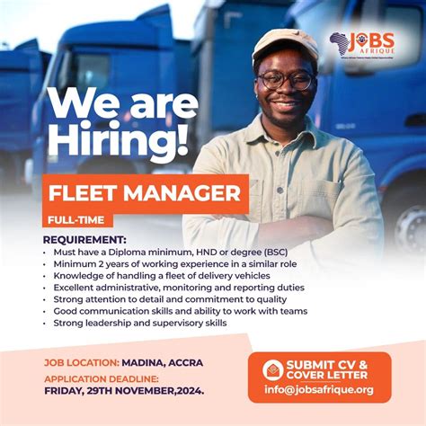 #jobsafrique #fleetmanager #hiringnow #accrajobs #joinourteamhashtag #madina #ghanajobs # ...