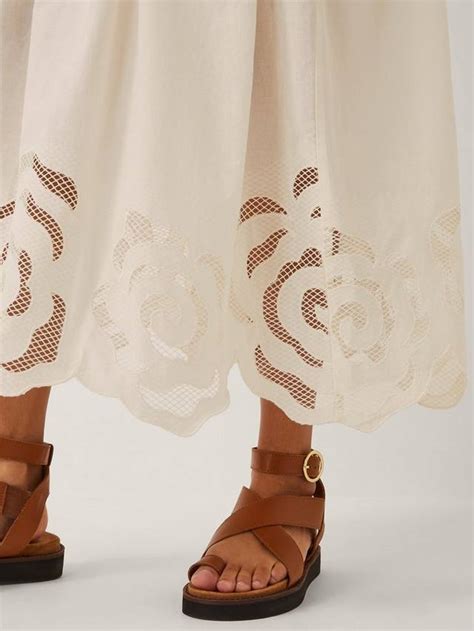 Monsoon Grace Cutwork Midi Skirt, White