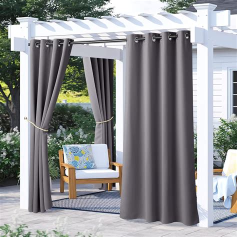 Amazon.com: NICETOWN 2 Panels Blackout Grey Outdoor Curtains for Patio ...