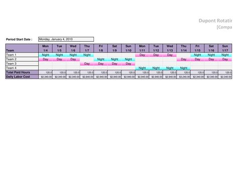 Free Printable Dupont Shift Schedule Templates [PDF, Word, Excel] 12 Hour