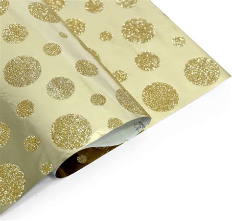 Crown Greetings Glitter Dots On Metallic Gold Gift Wrapping Paper Sheet ...