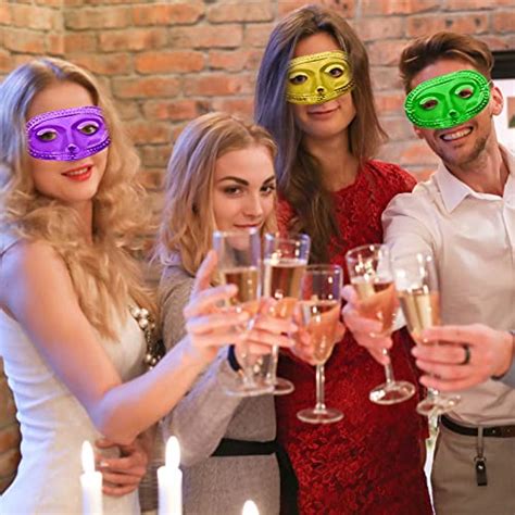 Buy PhyLence 24 Piece Mardi Gras Masks Bulk - Gold Purple Green ...