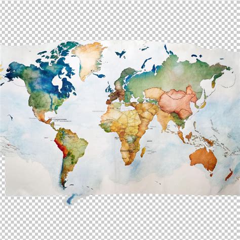Premium PSD | World map on transparent background