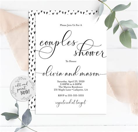 Couples Wedding Shower Invitations Templates Free