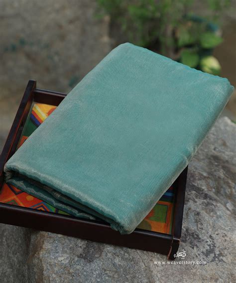 Handloom Green Plain Pure Tissue Chanderi Fabric – WeaverStory