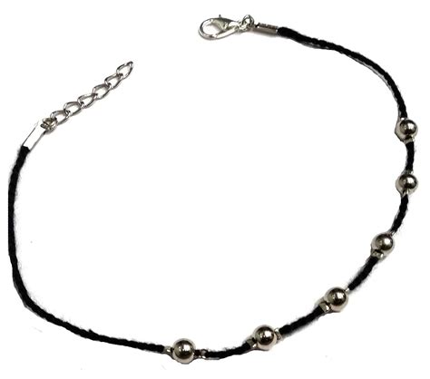Gurjai Black Thread Anklet with Carving Oxdized Beads for Women ...