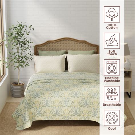 Buy LAYERS Pure Nest Cotton 180TC Floral Print 3Pcs Super King Bedsheet ...