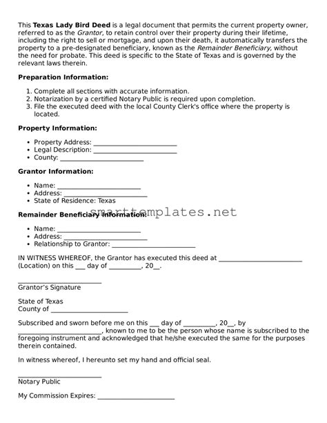 Blank Texas Lady Bird Deed PDF Template — smarttemplates.net