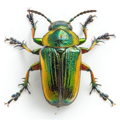 Premium Photo | BA green and gold beetle with spiky legs