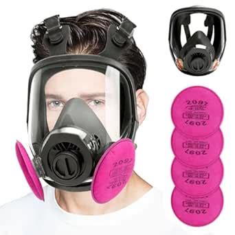 Reusable Large Full Face Respirator Mask - Face Cover Gas Mask with 4 ...
