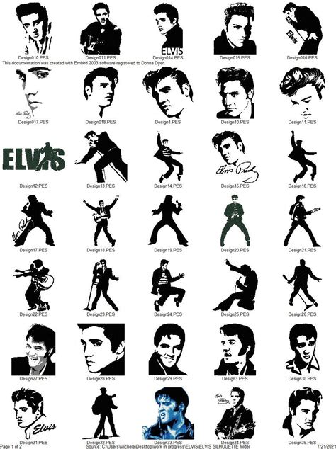44 ELVIS PRESLEY SILHOUETTES EMBROIDERY MACHINE DESIGNS COLLECTION