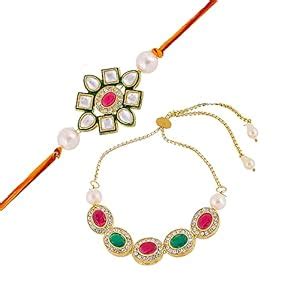 Buy SAUDEEP INDIA RakshaBandhan Gift Hamper for Bhaiya-Bhabhi, Kundan ...