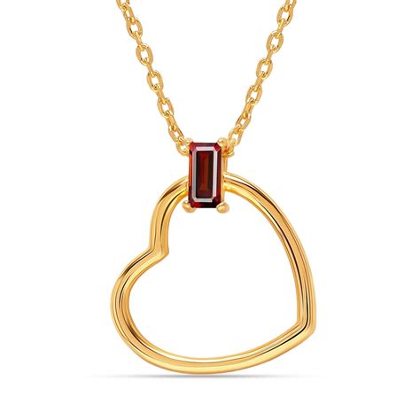 Buy 925 Sterling Silver 14K Gold Plated Red Garnet Gemstone Open Heart ...