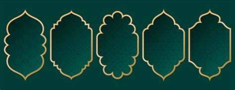 Gold traditional islamic window shape muslim architecture frames or ...