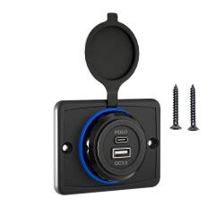 PD Type-C + QC3.0 12-24V Panel Type Charging Socket Motorobit ...