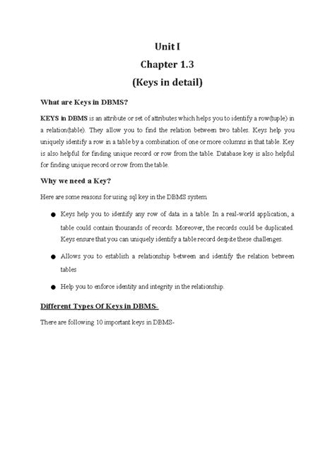DBMS Lecture Notes - Chapter 2.1: In-Depth Key Types and Functions ...