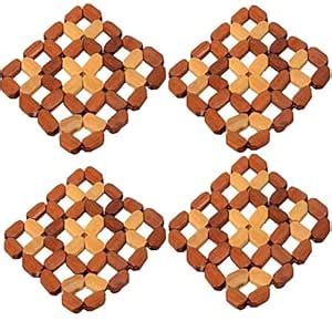 Buy Fiocco Eco-Friendly Square Bamboo Coaster Heat Pad, Pan for Holding ...