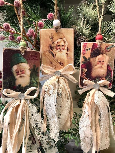 Old World Santa Ornament, Wood Bead Ornament,Farmhouse Santa Ornament ...